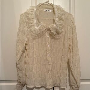 Elegant Cream Ruffled Women's Top